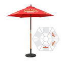 7' Round Fiberglass Umbrella with 6 Ribs, Full-Color Thermal Imprint, 3 Location